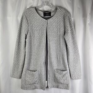 Street One Textured Gray Stretch Open Front Cardigan Womens Size EU 42 US Large
